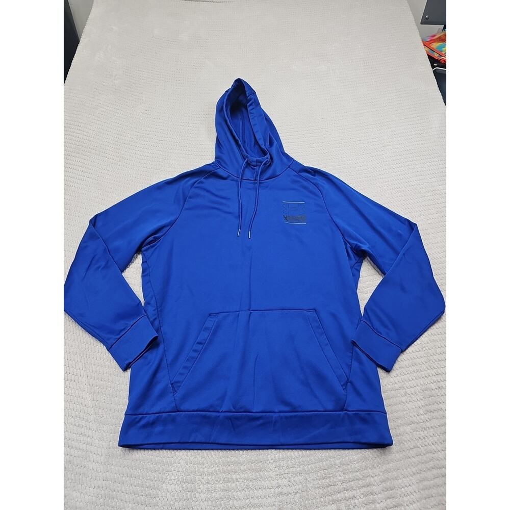 Under Armour Sweatshirt Mens Large Blue Hooded Pullover Performance - Picture 1 of 7